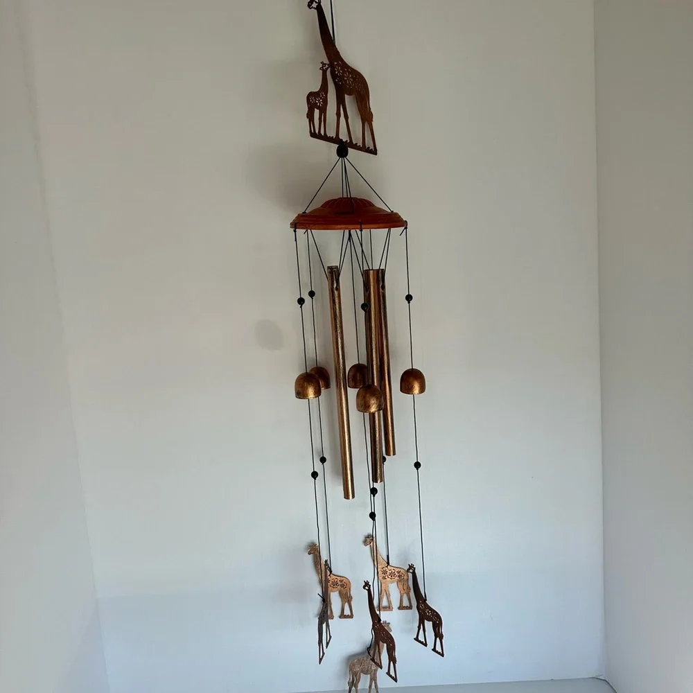 Etzen Giraffe Metal Wind Chimes featuring a Giraffe Motif theme in bronze toned